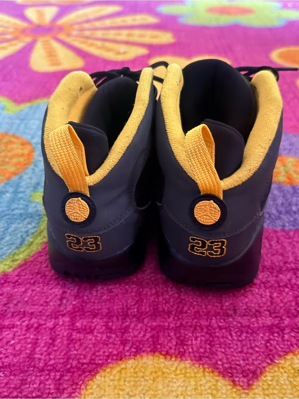 Nike Kids Navy and Yellow Sneakers with 23 Detail Jordans